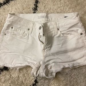 7 For All Mankind White Denim Cut Off Shorts
